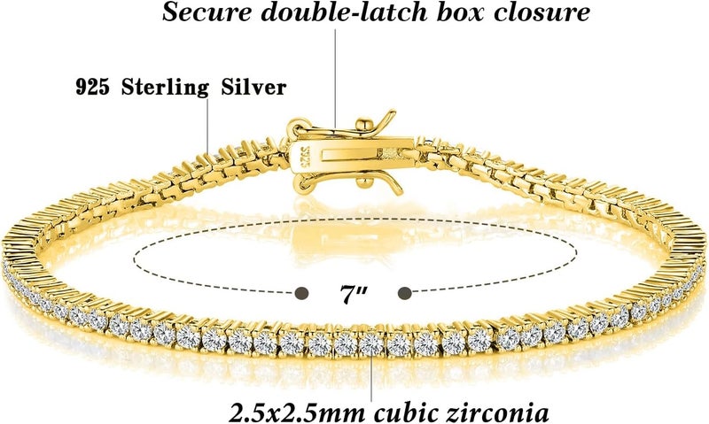 TIKJE 925 Sterling Silver 2-7mm Cubic Zirconia Classic Tennis Bracelet | White Gold Bracelets for Women | Size 6-8.5 inches - Image 2